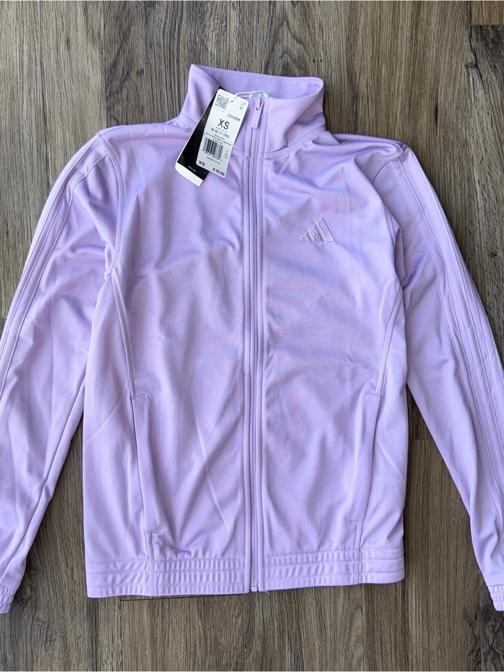 adidas Women’s 3-Stripes Tricot Track Jacket Purple XS NWT Zip Up Bomber